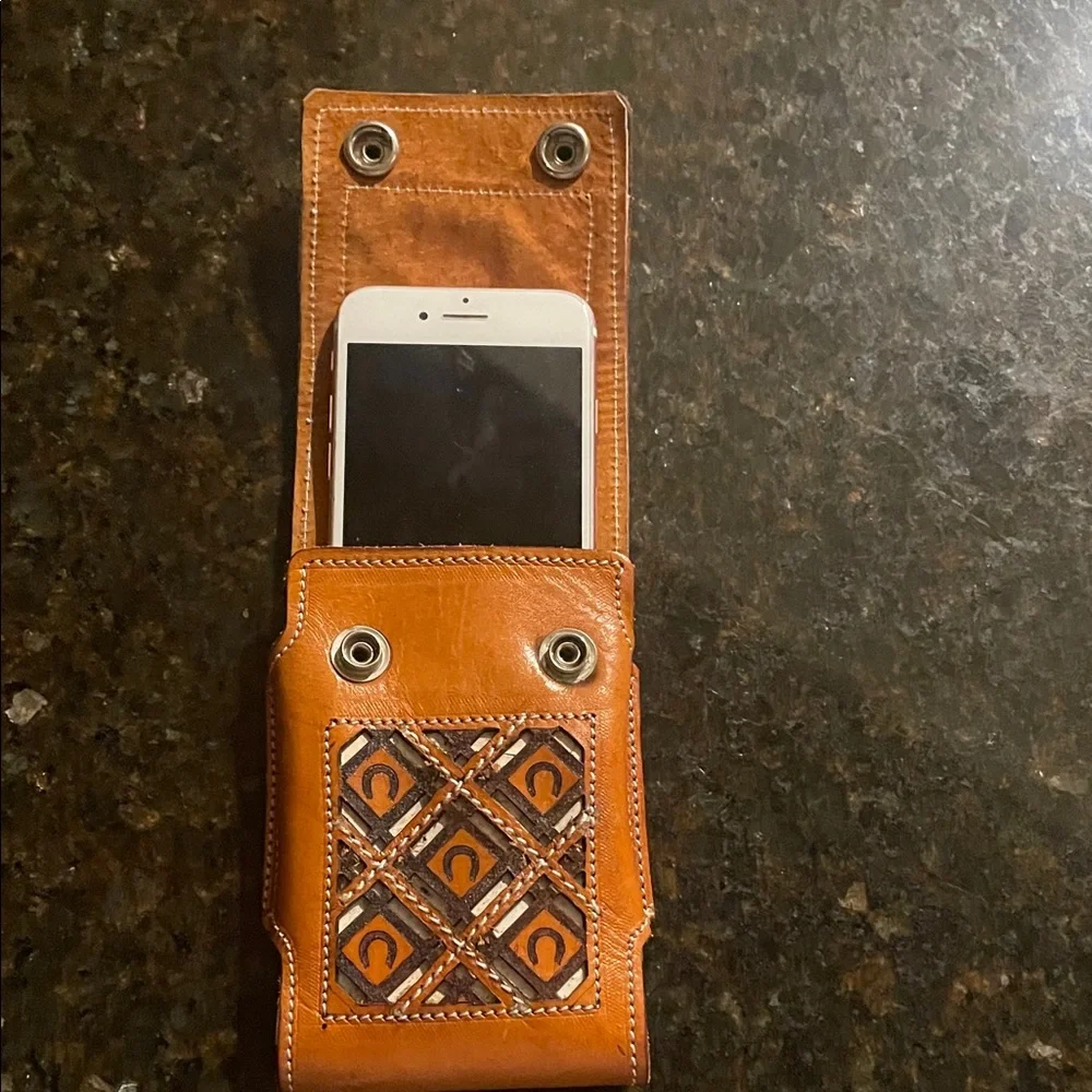 Leather Phone Case with Brown Design